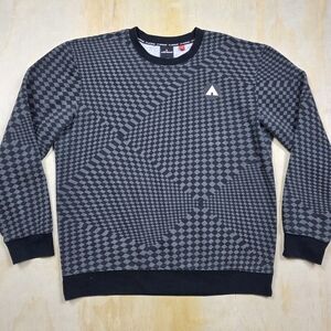 Airwalk Crewneck Sweatshirt Men's Size 2XL Black Checkered Print Y2K Skater